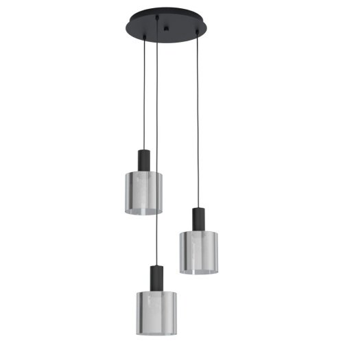 Eglo Berregas 3L- Hanglamp Zwart/Titanium Glas