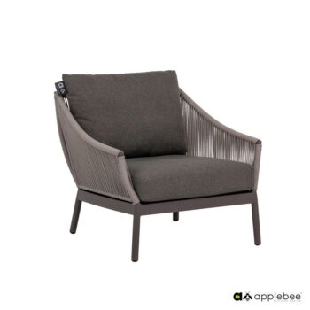 Applebee Bijou lounge chair 77, frame aluminium Taupe, rope weaving Ash grey, Bee Wett