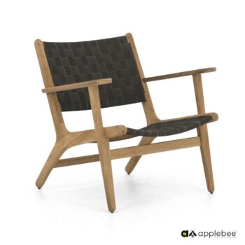 Applebee Luc Low back lounge chair 63 with arm belt weaving met SVLK gecertificeerd teakhout