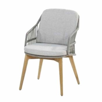 4 Seasons Outdoor Sempre dining chair Teak Silver Grey with 2 cushions