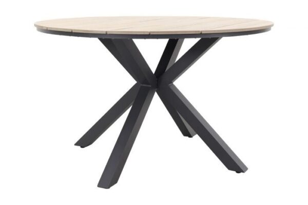 Garden Impressions Edison tafel 122cm rond carbon black / light teak polywood