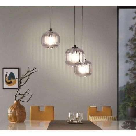 koffie Eerlijk De stad Lifestyle Crawley 3-Lichts- Hanglamp Zwart/Glas Smoke Op=Op de Laatste  showroom model - De Smid Lifestyle